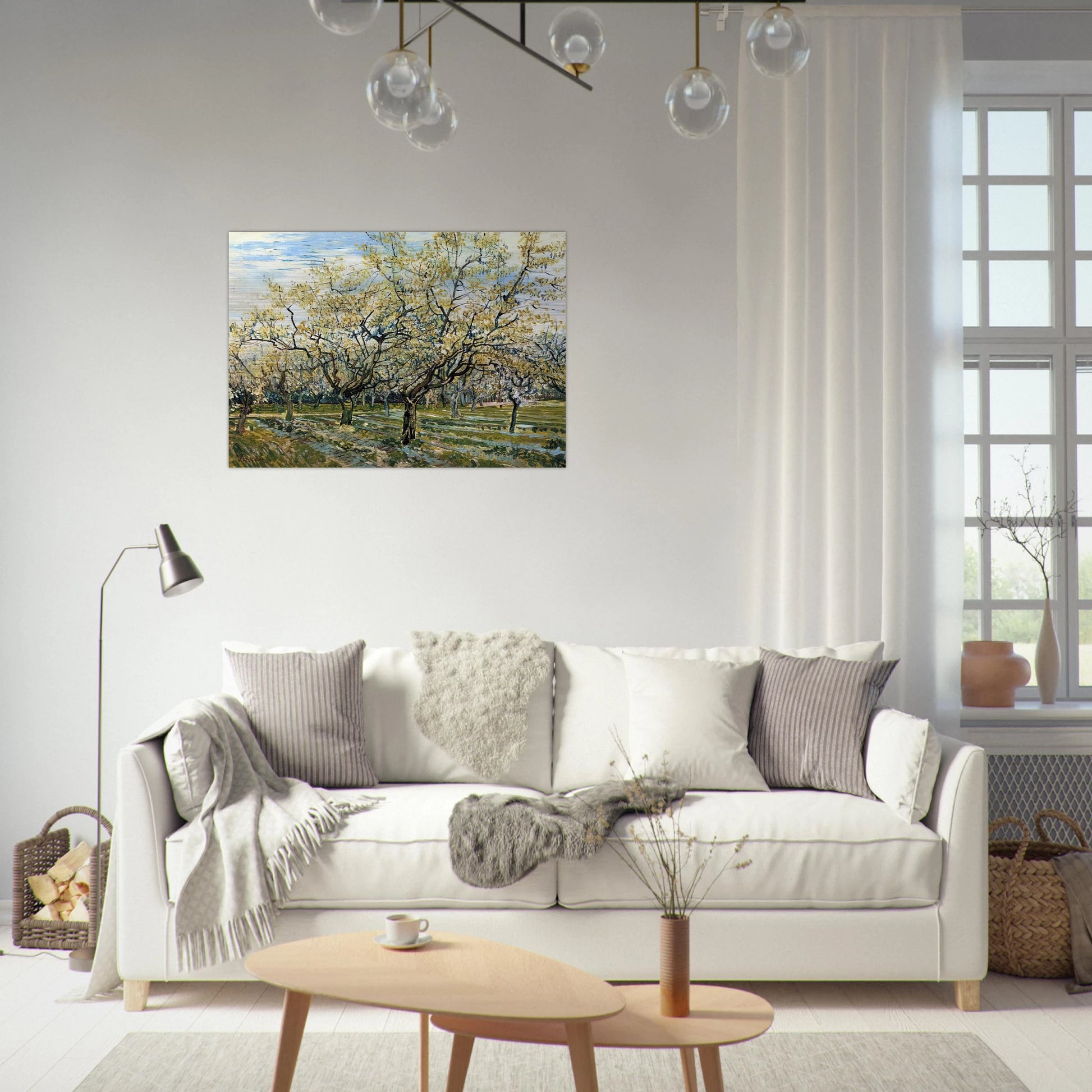 Orchard with Blossoming Plum Trees - Vincent van Gogh Brushed Aluminum Print - 70x100 cm / 28x40 inches | Vincent van Gogh Aluminum Print | Vincent van Gogh Prints