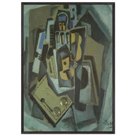 PIERROT AND GUITAR - Salvador Dali 70x100 cm / 28x40 inches Framed Art Print – Black Wooden Frame