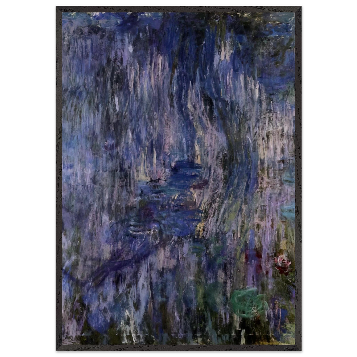 Water Lilies Reflection of a Weeping Willows - claude monet 70x100 cm / 28x40 inches Framed Art Print – Black Wooden Frame
