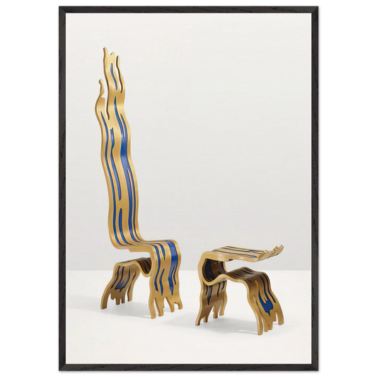 BRUSHSTROKE CHAIR AND OTTOMAN 1988 - Roy Lichtenstein 70x100 cm / 28x40 inches Framed Art Print – Black Wooden Frame