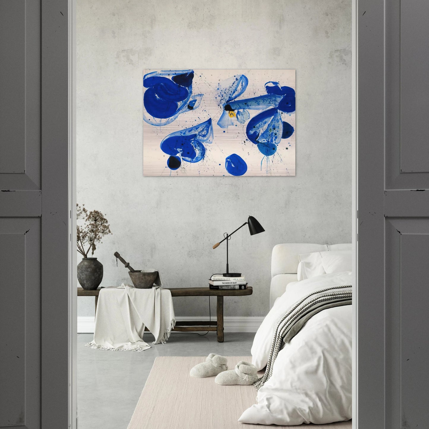 Untitled  Blue Balls from Cross #9  - Sam Francis Brushed Aluminum Print - 70x100 cm / 28x40 inches | Sam Francis Aluminum Print | Sam Francis Prints