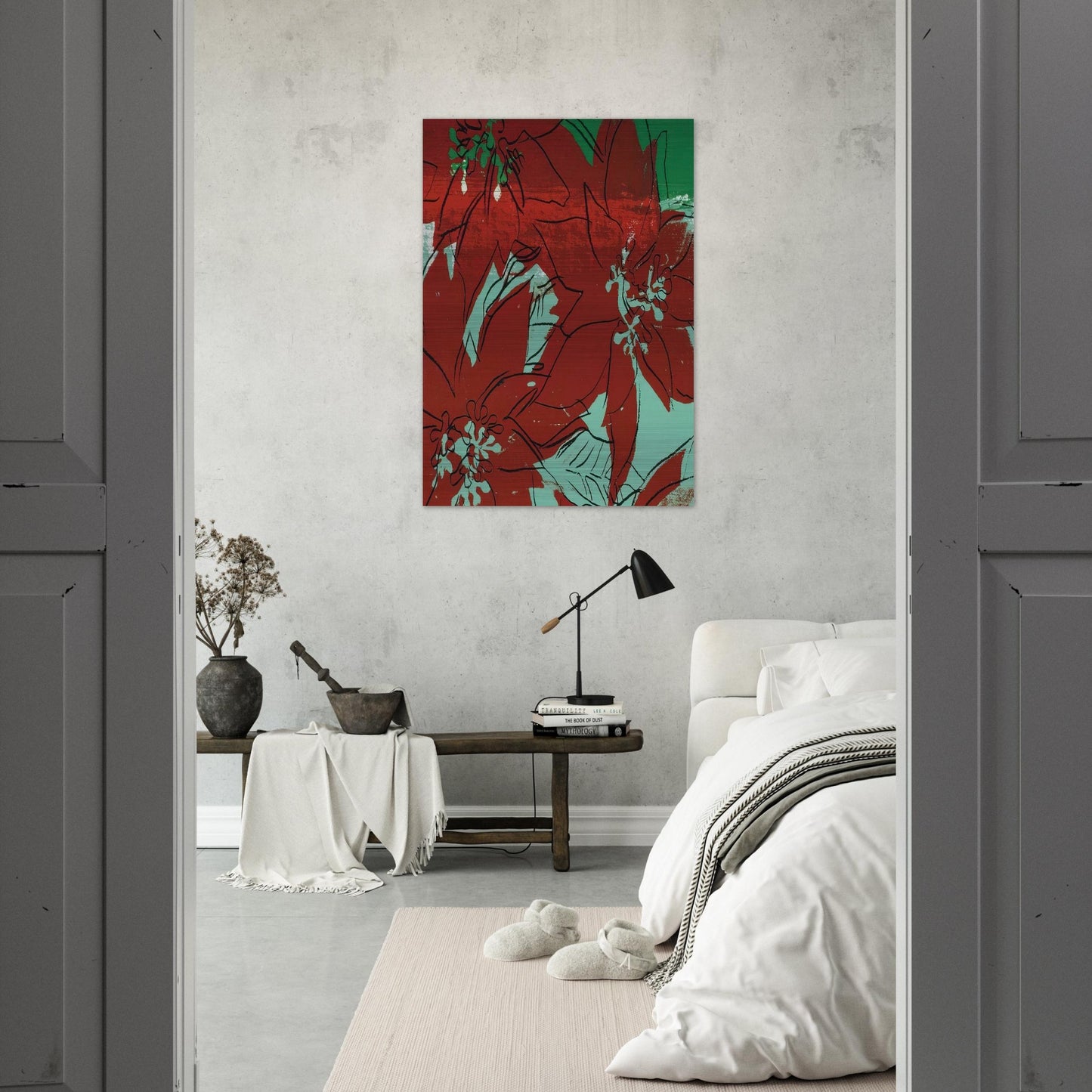 Poinsettias - Andy Warhol Brushed Aluminum Print - 70x100 cm / 28x40 inches | Andy Warhol Aluminum Print | Andy Warhol Prints