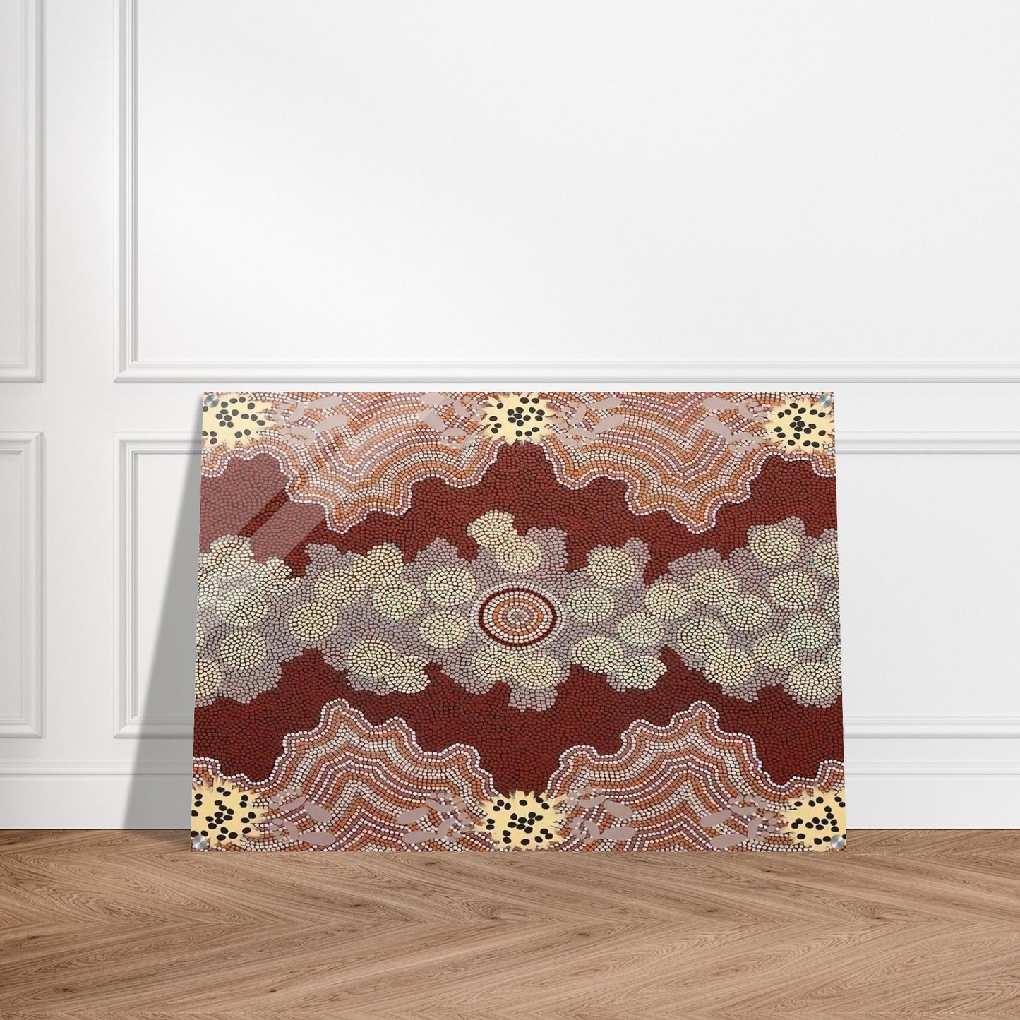 Malaka Honey Ant Dreaming - 1992 - Clifford Possum Tjapaltjarri Acrylic Print - 70x100 cm / 28x40″ inches