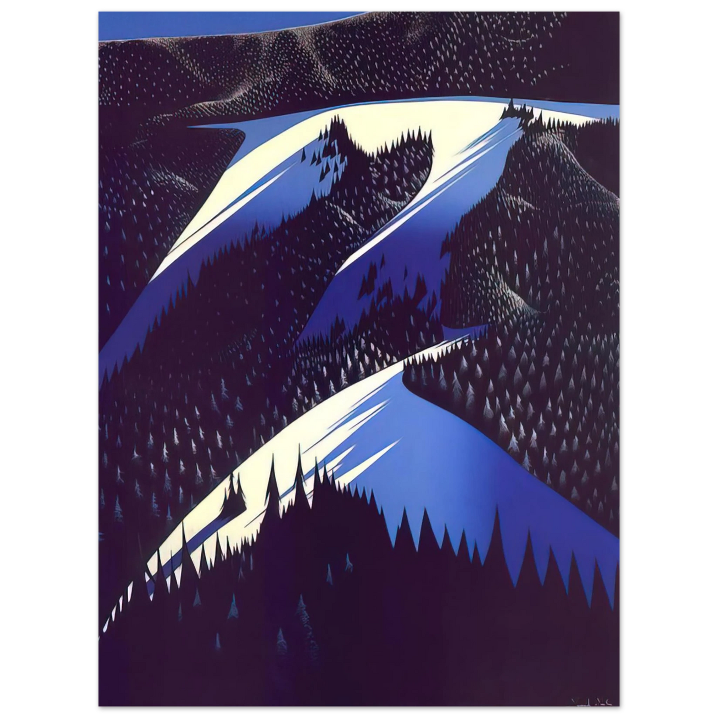 Eyvind Earle - Black Evergreen Forest  75x100 cm / 30x40inches Fine Art Poster