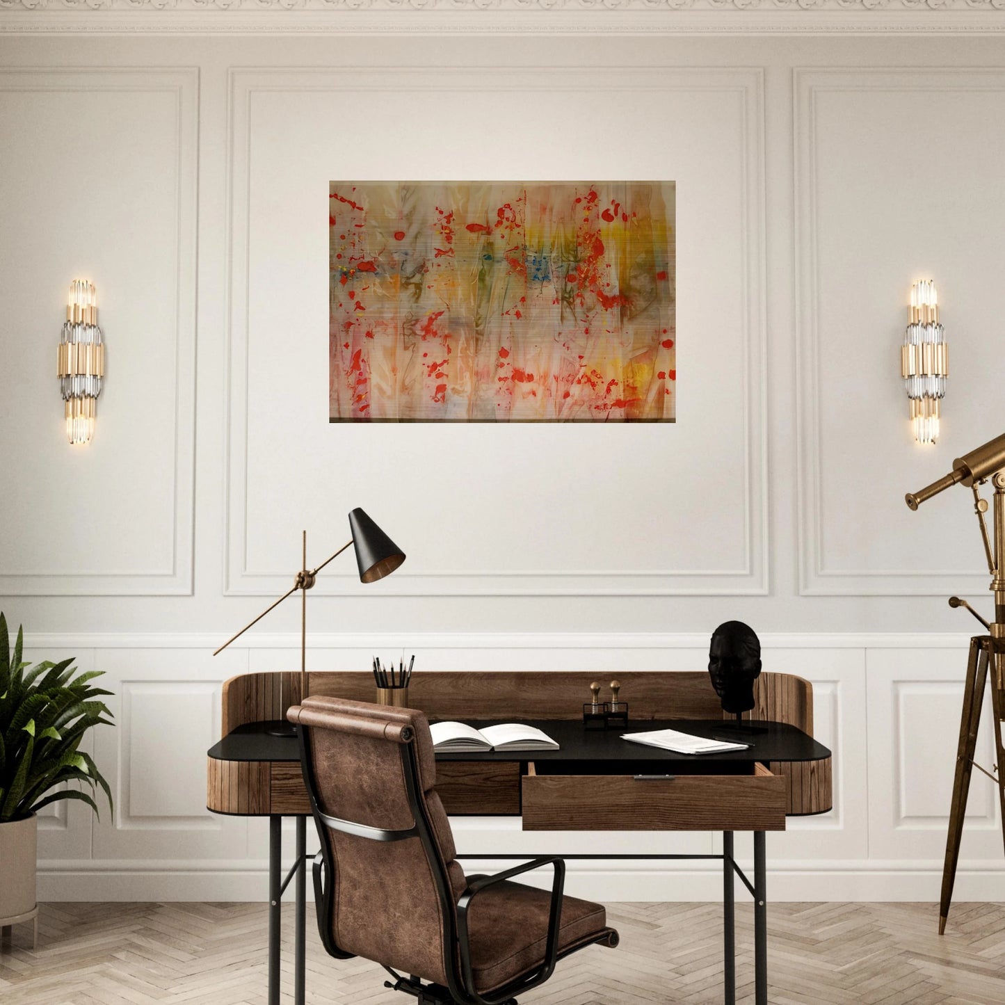 Red April - Sam Gilliam Brushed Aluminum Print - 70x100 cm / 28x40 inches | Sam Gilliam Aluminum Print | Sam Gilliam Prints