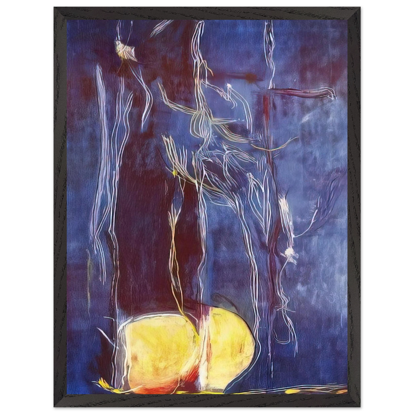 Helen Frankenthaler - All About Blue - 1994 Wall art - 21x29.7 cm / 8x12" - Premium Wooden Framed Poster With Fine Art Paper-canvas - White frame