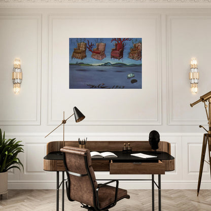 FOUR ARMCHAIRS IN THE SKY - Salvador Dali Brushed Aluminum Print - 70x100 cm / 28x40 inches | Salvador Dali Aluminum Print | Salvador Dali Prints