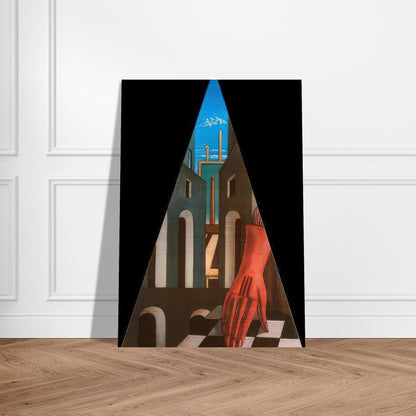 METAPHYSICAL TRIANGLE 1958 - Giorgio de Chirico Brushed Aluminum Print - 70x100 cm / 28x40 inches | Giorgio de Chirico Aluminum Print | Giorgio de Chirico Prints