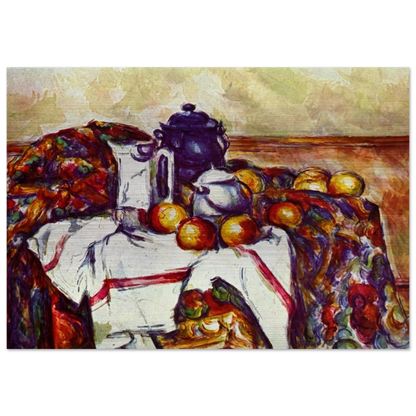 Still Life with Blue Pot - Paul Cézanne Brushed Aluminum Print - 70x100 cm / 28x40 inches | Paul Cézanne Aluminum Print | Paul Cézanne Prints