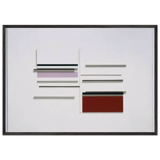 Abstract in White Black Indian and Lilac - 1957 - Victor Pasmore 70x100 cm / 28x40 inches Framed Art Print – Black Wooden Frame
