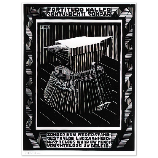 MC Escher - EMBLEMATA ANVIL Wall Art - 21x29.7 cm / 8x12" - Fine Art Poster - -