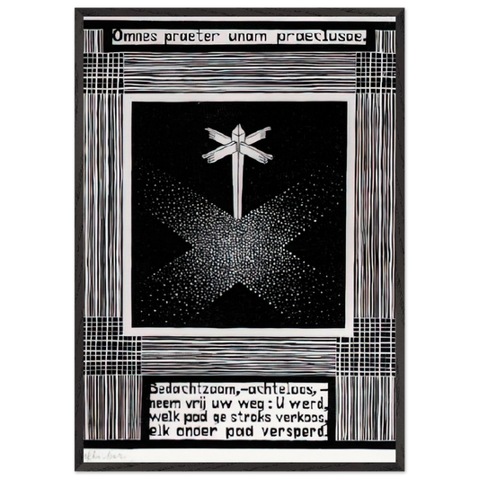 EMBLEMATA SIGNPOST - MC Escher 70x100 cm / 28x40 inches Framed Art Print – Black Wooden Frame | Maurits Cornelis Escher Prints