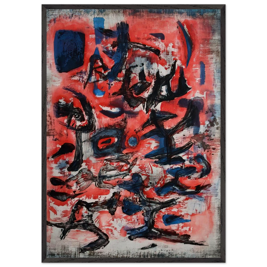 SIGNES EN MOUVEMENT 1957 - Zao Wou-Ki 70x100 cm / 28x40 inches Framed Art Print – Black Wooden Frame