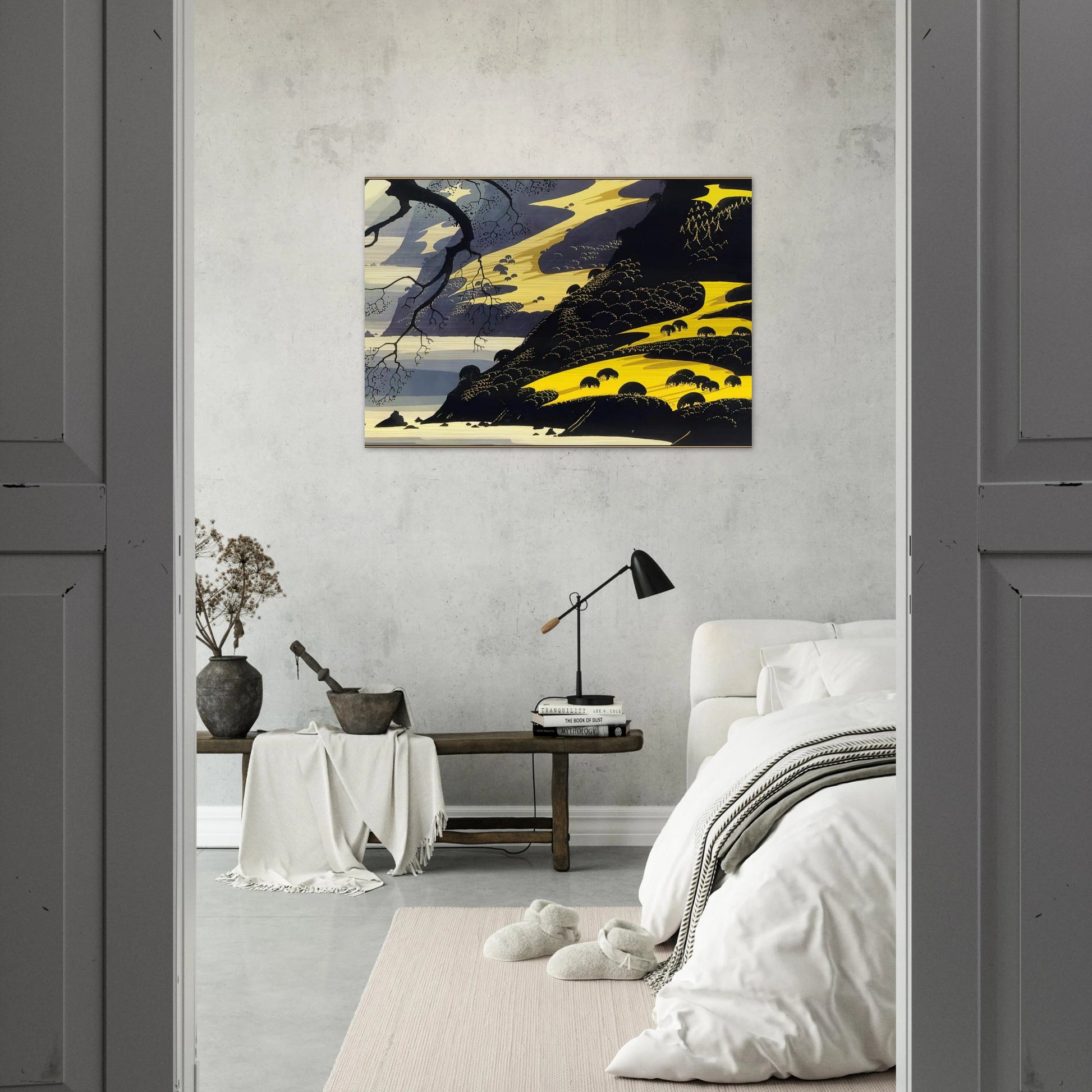 Coastal Fog - Eyvind Earle Brushed Aluminum Print - 70x100 cm / 28x40 inches | Eyvind Earle Aluminum Print | Eyvind Earle Prints