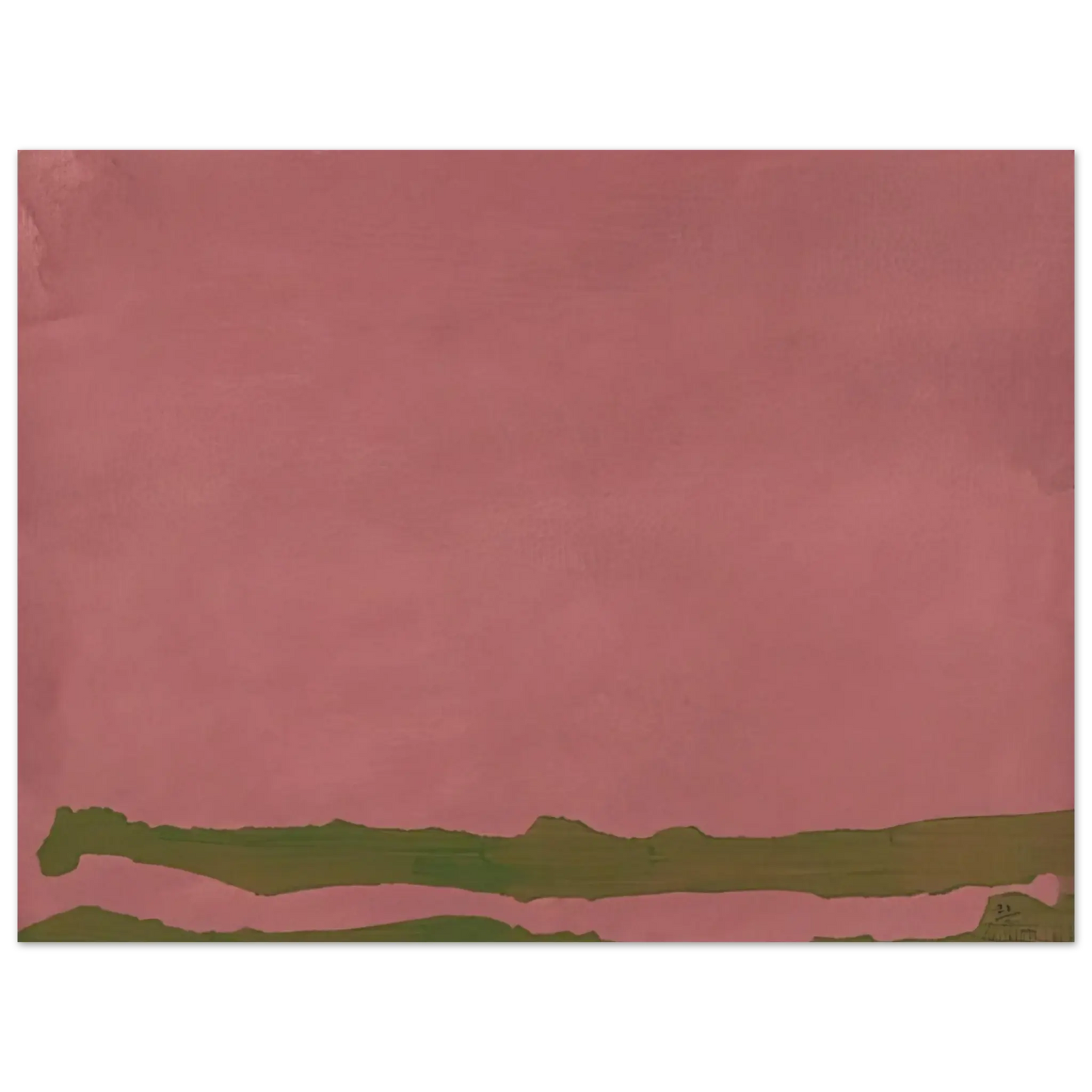 Helen Frankenthaler - Green Likes Mauve - 1970 Wall art - A2 (42 x 59.4  cm) - Premium Wooden Framed Poster With Fine Art Paper - Wood frame
