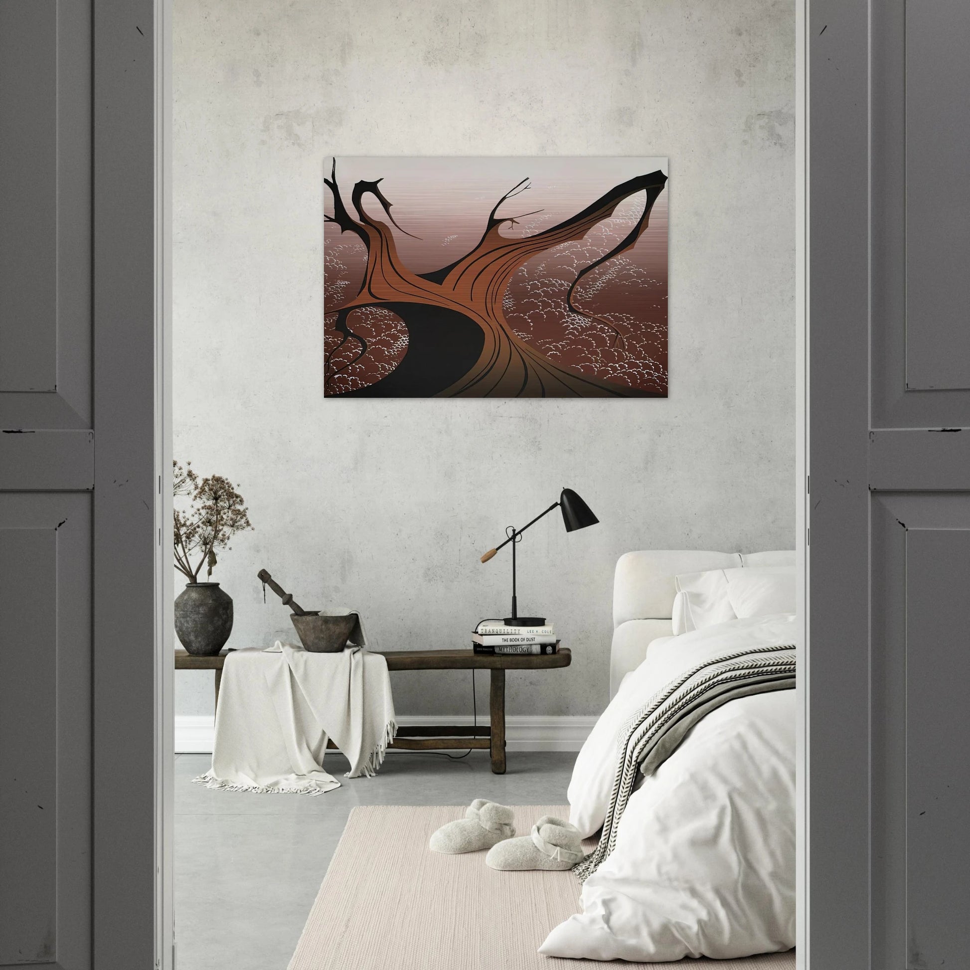 Brown Tree - Eyvind Earle Brushed Aluminum Print - 70x100 cm / 28x40 inches | Eyvind Earle Aluminum Print | Eyvind Earle Prints