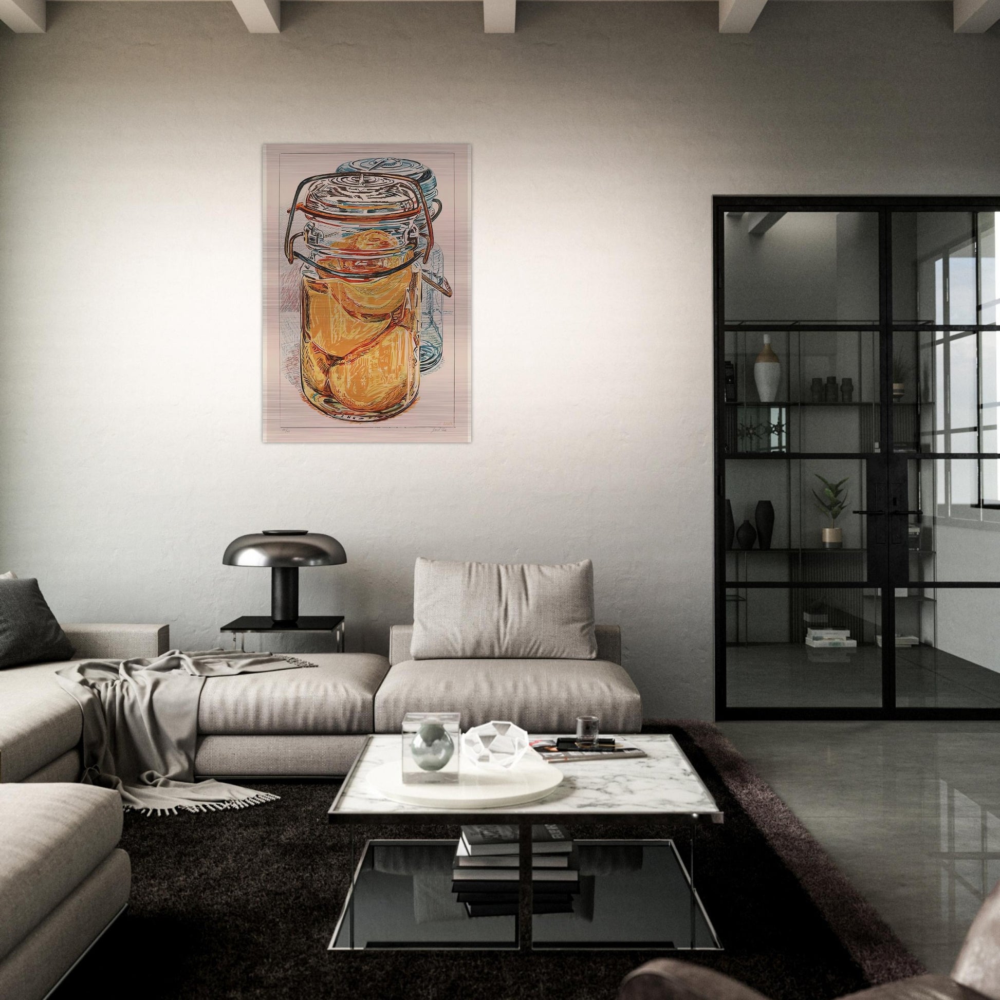 PRESERVED PEACHES 1975 - Janet Fish Brushed Aluminum Print - 70x100 cm / 28x40 inches | Janet Fish Aluminum Print | Janet Fish Prints