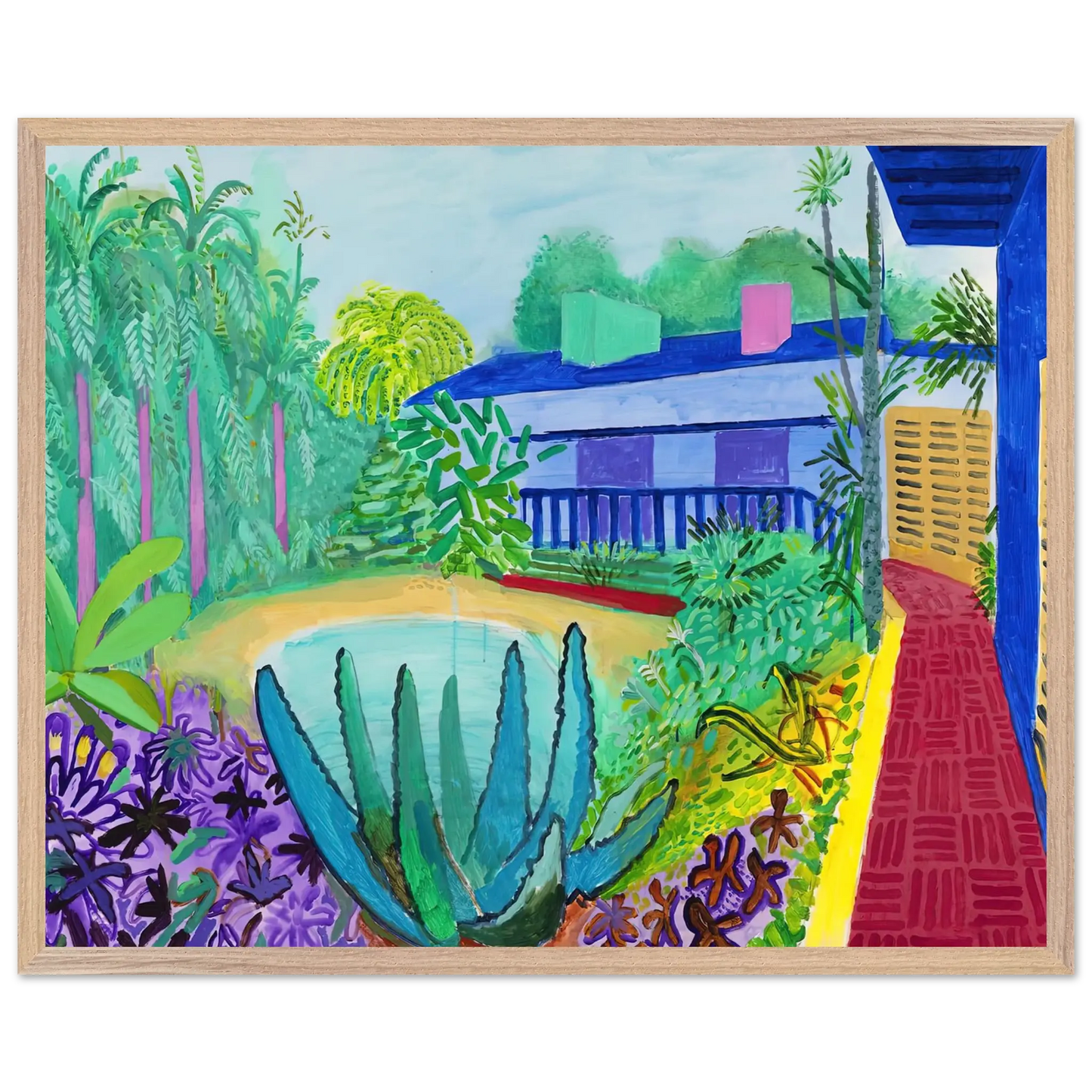 David Hockney - David Hockney Wall art - 13x18 cm / 5x7 Inches - Premium Wooden Framed Poster With Fine Art Paper - Wood frame