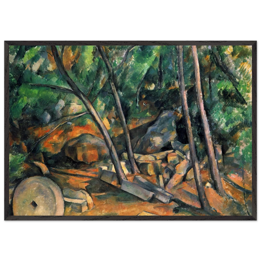 Woods with Millstone - Paul Cezanne 70x100 cm / 28x40 inches Framed Art Print – Black Wooden Frame