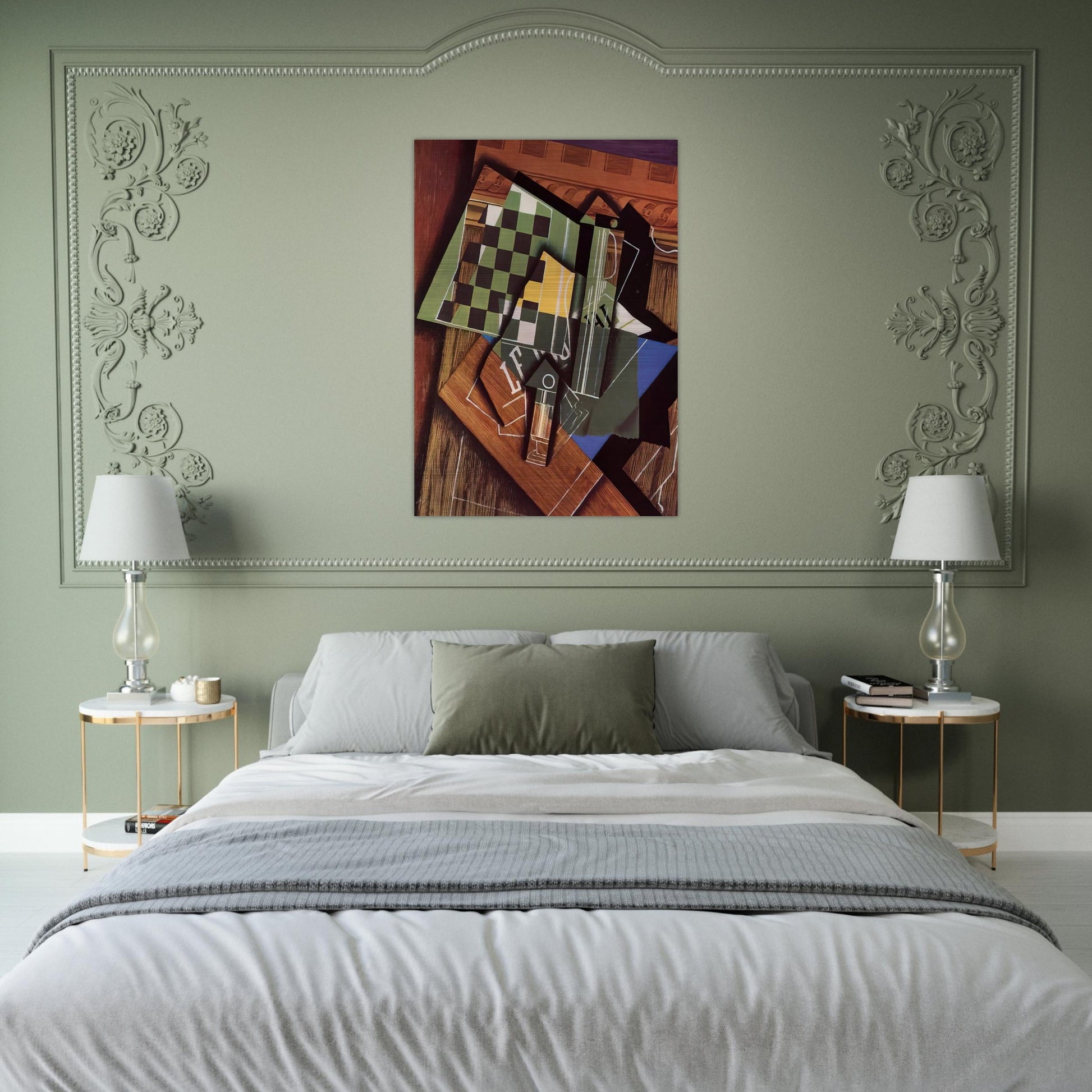 THE CHECKERBOARD 1915 - Juan Gris Brushed Aluminum Print - 70x100 cm / 28x40 inches | Juan Gris Aluminum Print | Juan Gris Prints