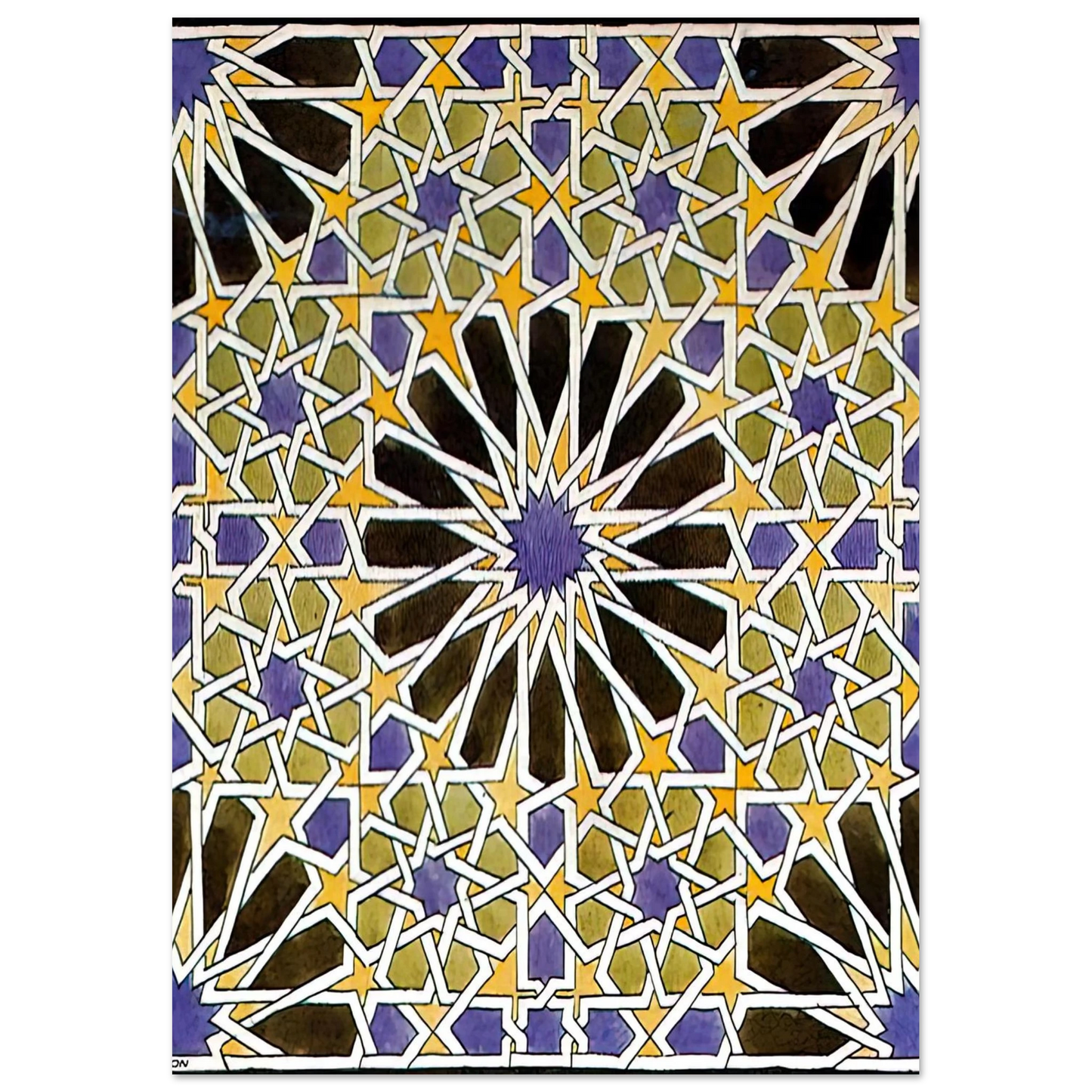 MC Escher - MURAL MOSAIC IN THE ALHAMBRA Wall Art - 21x29.7 cm / 8x12" - Premium Wooden Framed Poster With Fine Art Paper-canvas - Black frame