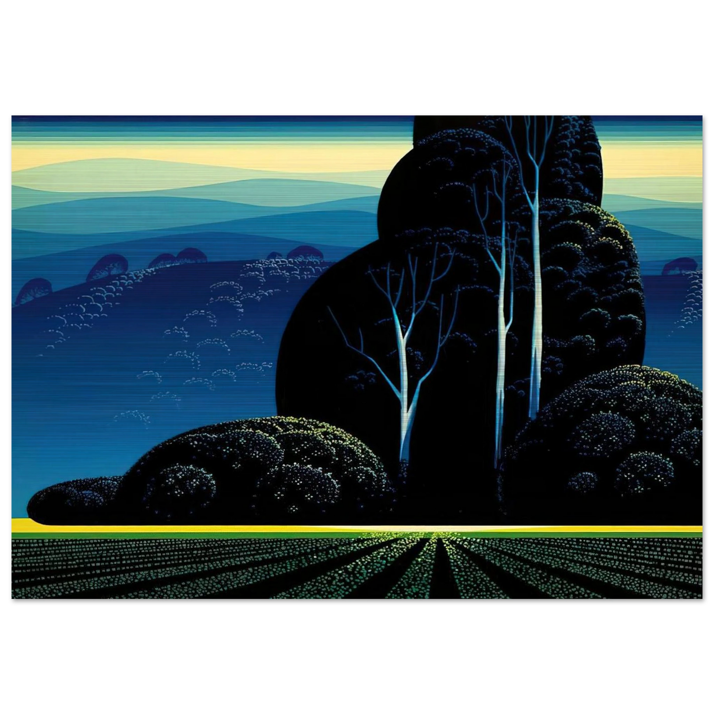 Even Tide - Eyvind Earle Brushed Aluminum Print - 70x100 cm / 28x40 inches | Eyvind Earle Aluminum Print | Eyvind Earle Prints