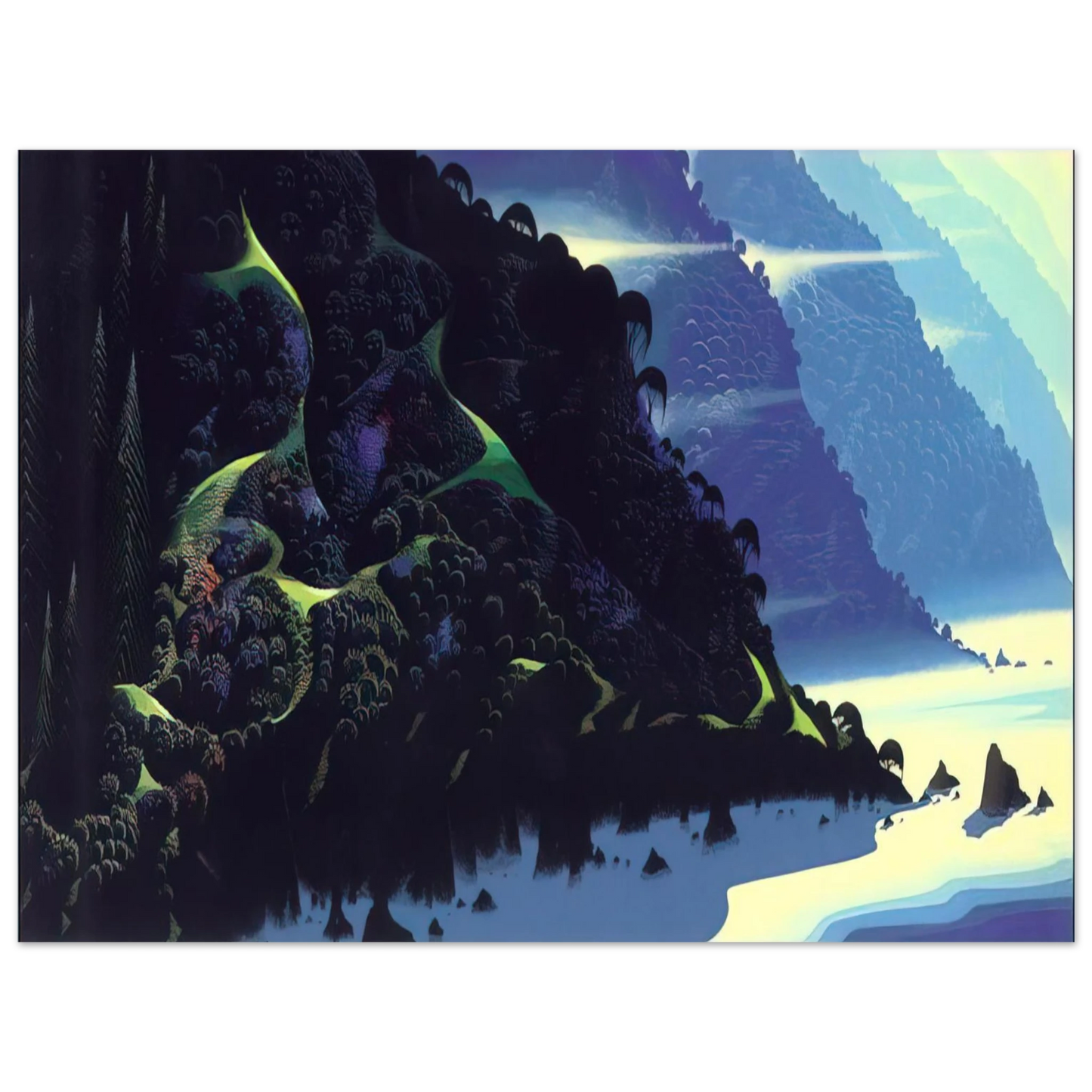 Eyvind Earle - Blue Coastline  75x100 cm / 30x40inches Fine Art Poster
