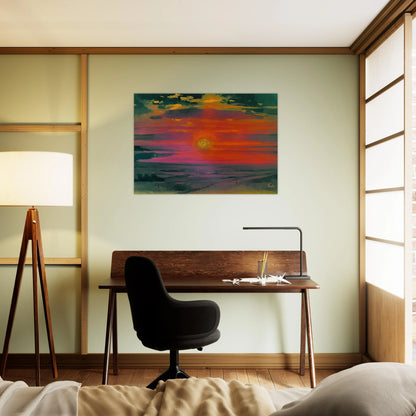 Sunset in the winter. A coast of the sea - Arkhyp Kuindzhi Brushed Aluminum Print - 70x100 cm / 28x40 inches | Arkhyp Kuindzhi Aluminum Print | Arkhyp Kuindzhi Prints