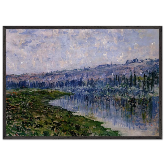 The Seine and the Chaantemesle Hills - claude monet 70x100 cm / 28x40 inches Framed Art Print – Black Wooden Frame