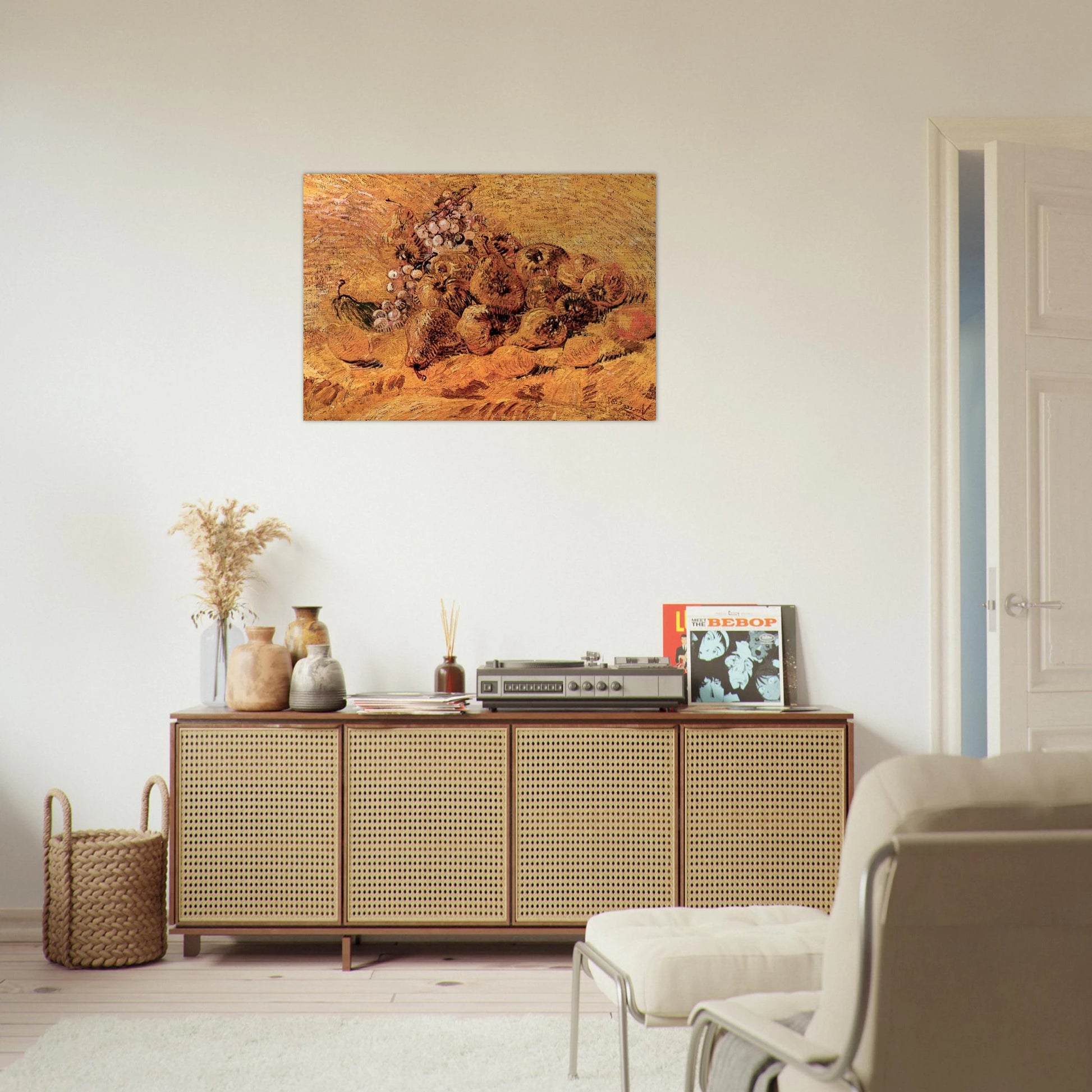 Still Life with Grapes, Pears and Lemons - Vincent van Gogh Brushed Aluminum Print - 70x100 cm / 28x40 inches | Vincent van Gogh Aluminum Print | Vincent van Gogh Prints