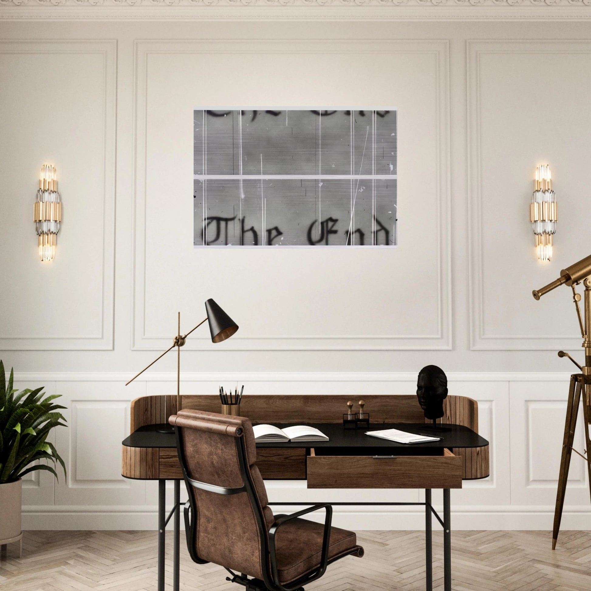 THE END 1 1993 - Edward Ruscha Brushed Aluminum Print - 70x100 cm / 28x40 inches | Edward Ruscha Aluminum Print | Edward Ruscha Prints