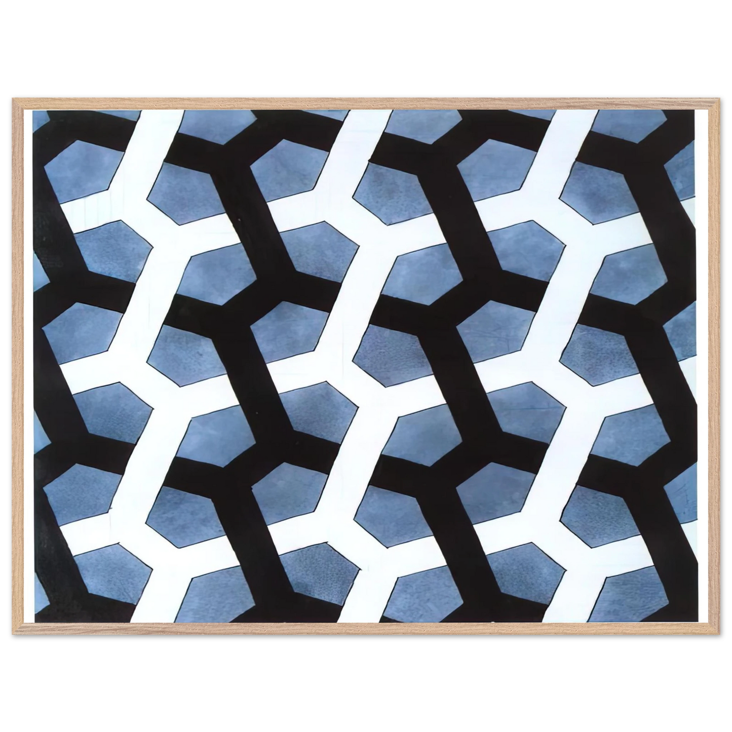 MC Escher - INTERLACED HEXAGON Wall Art - 30x40 cm / 12x16 inches - Premium Wooden Framed Poster With Fine Art Paper-canvas - Wood frame