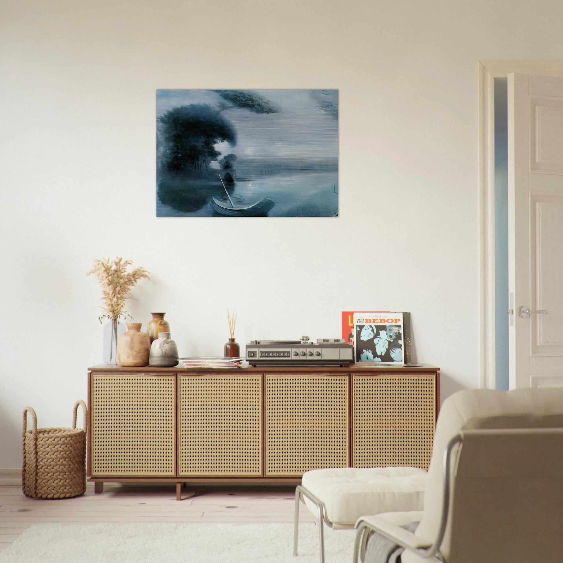 METAMORPHOSIS OF HITLER S FACE INTO A MOONLIT LANDSCAPE WITH ACCOMPANIMENT - Salvador Dali Brushed Aluminum Print - 70x100 cm / 28x40 inches | Salvador Dali Aluminum Print | Salvador Dali Prints