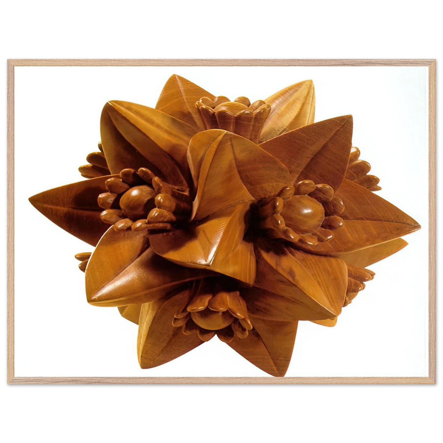 MC Escher - POLYHEDRON WITH FLOWERS Wall Art - 30x40 cm / 12x16 inches - Premium Wooden Framed Poster With Fine Art Paper-canvas - Wood frame