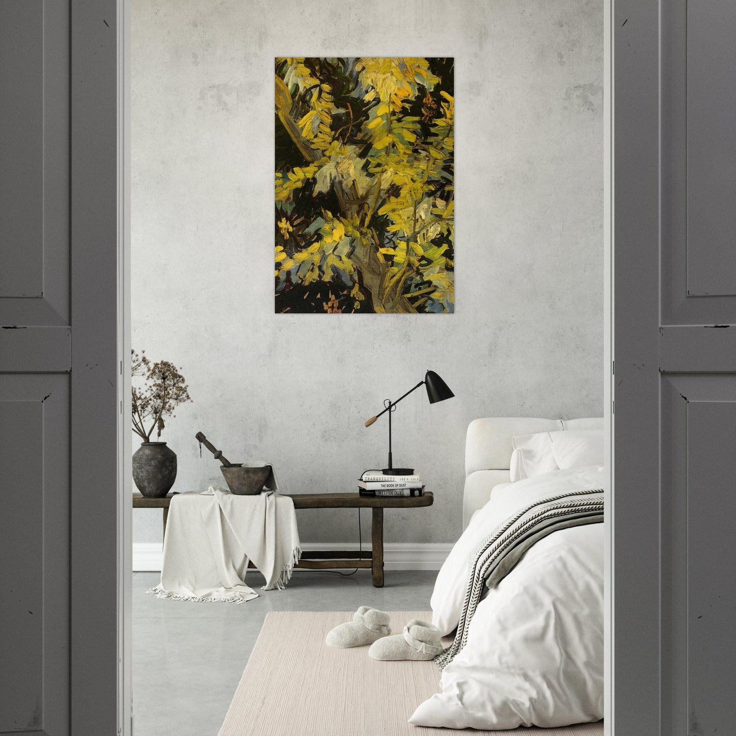 Blossoming Acacia Branches - Vincent van Gogh Brushed Aluminum Print - 70x100 cm / 28x40 inches | Vincent van Gogh Aluminum Print | Vincent van Gogh Prints