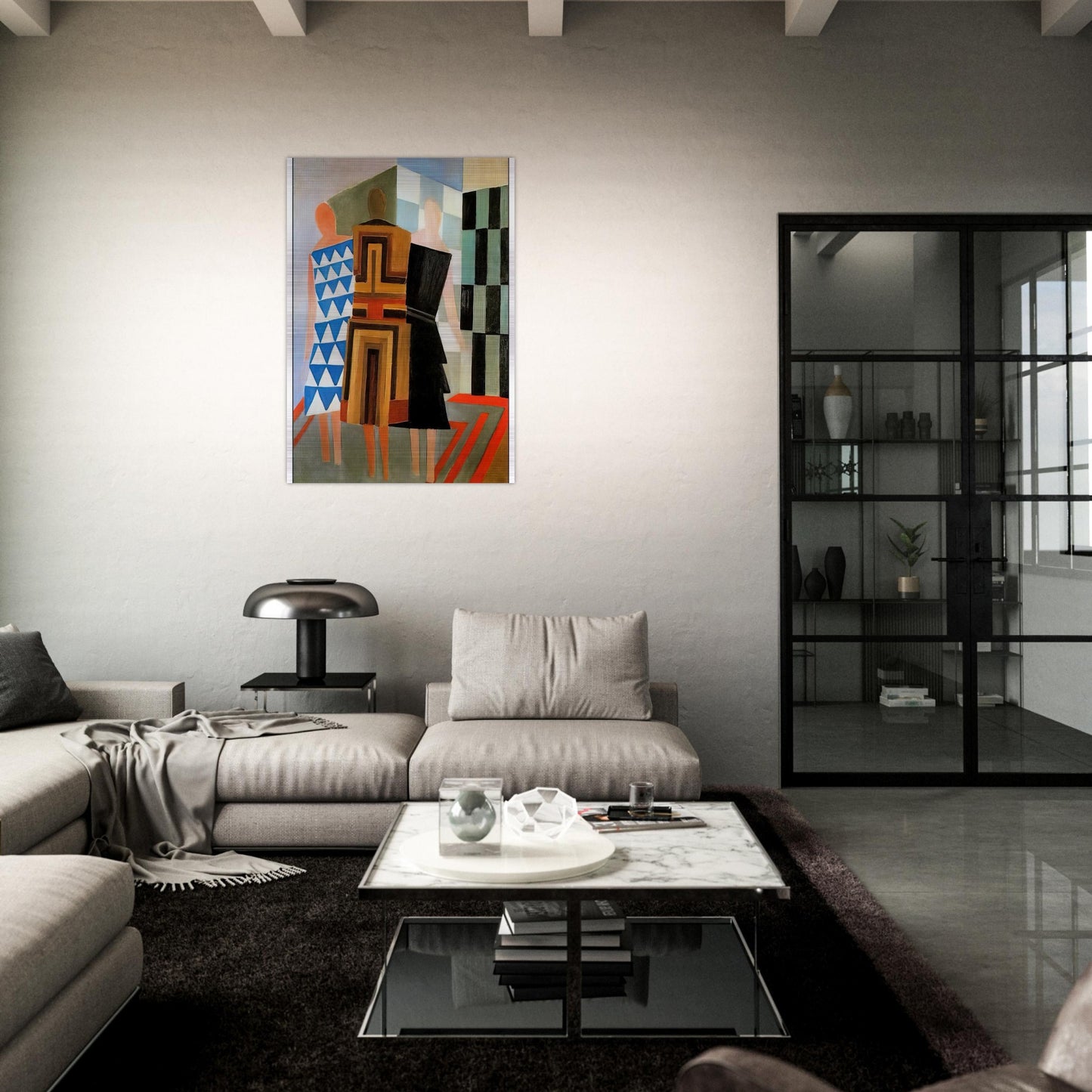 THREE WOMEN DRESSED SIMULTANEOUSLY - Sonia Delaunay Brushed Aluminum Print - 70x100 cm / 28x40 inches | Sonia Delaunay Aluminum Print | Sonia Delaunay Prints