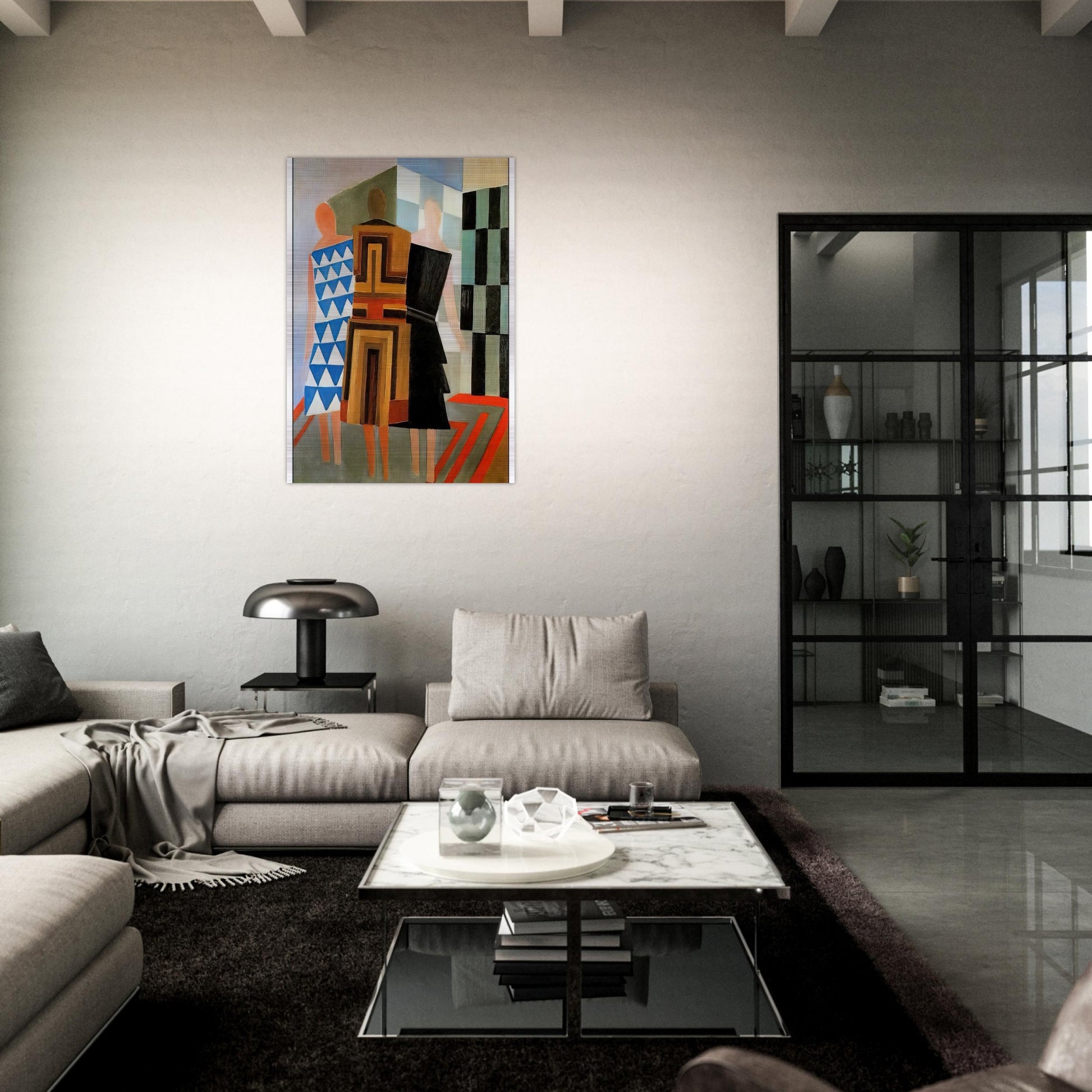THREE WOMEN DRESSED SIMULTANEOUSLY - Sonia Delaunay Brushed Aluminum Print - 70x100 cm / 28x40 inches | Sonia Delaunay Aluminum Print | Sonia Delaunay Prints