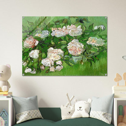 Still Life - Pink Roses - Vincent van Gogh Acrylic Print - 70x100 cm / 28x40″ inches