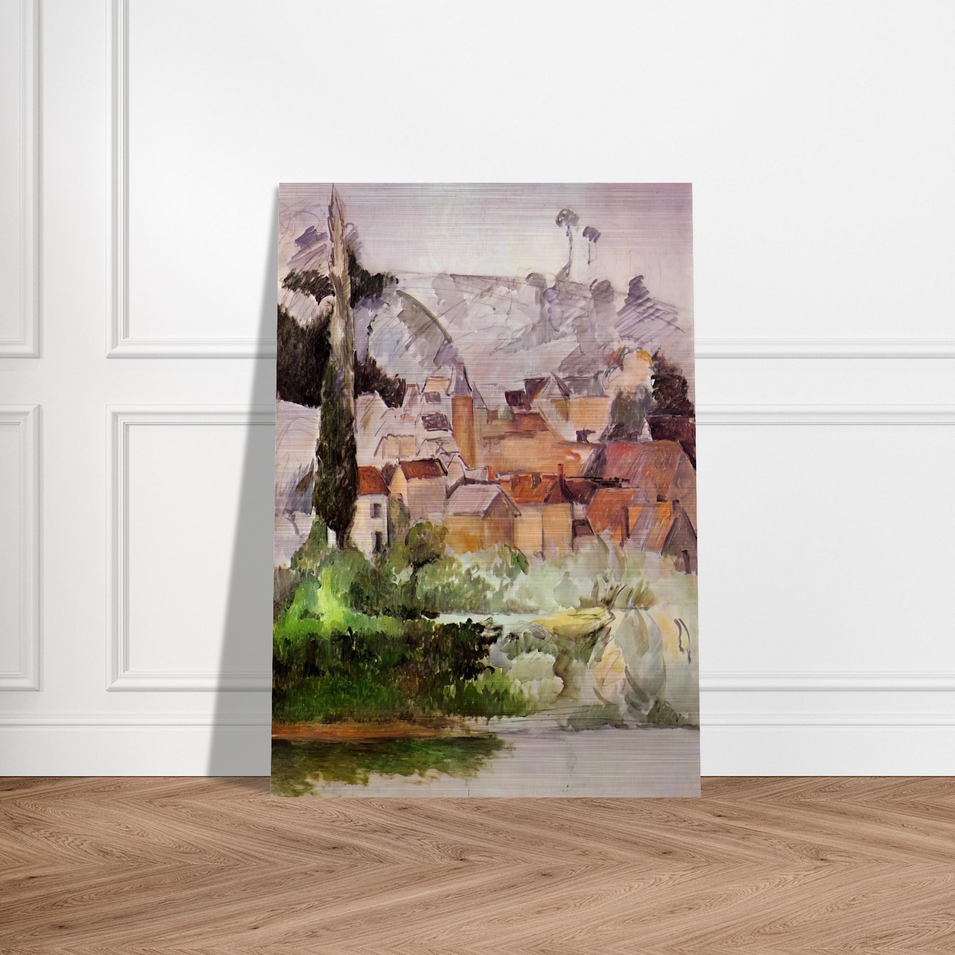 Medan Chateau and Village - Paul Cézanne Brushed Aluminum Print - 70x100 cm / 28x40 inches | Paul Cézanne Aluminum Print | Paul Cézanne Prints