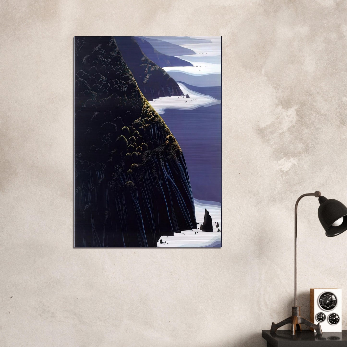Gray Big Sur - Eyvind Earle Brushed Aluminum Print - 70x100 cm / 28x40 inches | Eyvind Earle Aluminum Print | Eyvind Earle Prints