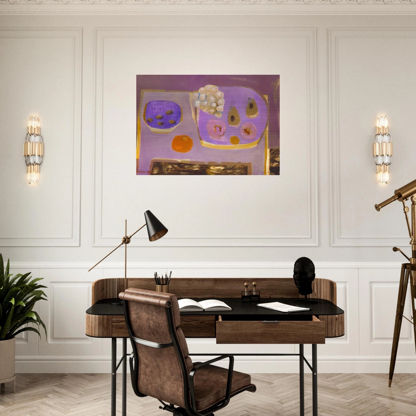 Mauve Still Life - 1968 - Mary Fedden Brushed Aluminum Print - 70x100 cm / 28x40 inches | Mary Fedden Aluminum Print | Mary Fedden Prints