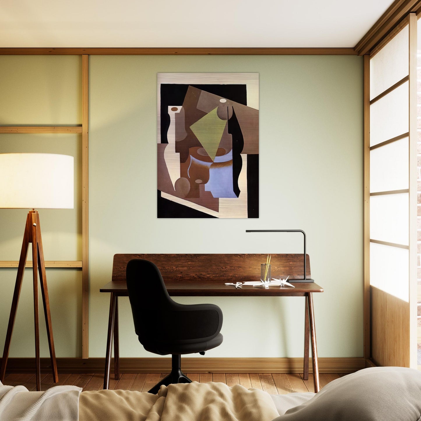 STILL LIFE WITH LAMP 1919 - Juan Gris Brushed Aluminum Print - 70x100 cm / 28x40 inches | Juan Gris Aluminum Print | Juan Gris Prints