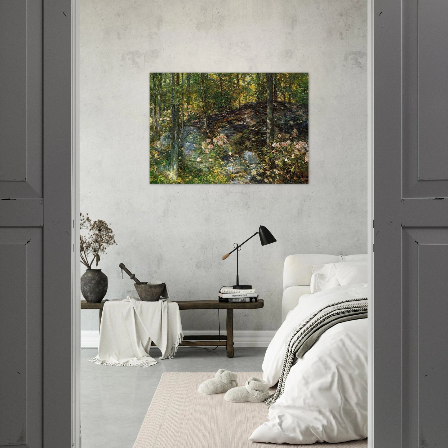 Laurel on the Ledges - Childe Hassam Brushed Aluminum Print - 70x100 cm / 28x40 inches | Childe Hassam Aluminum Print | Childe Hassam Prints