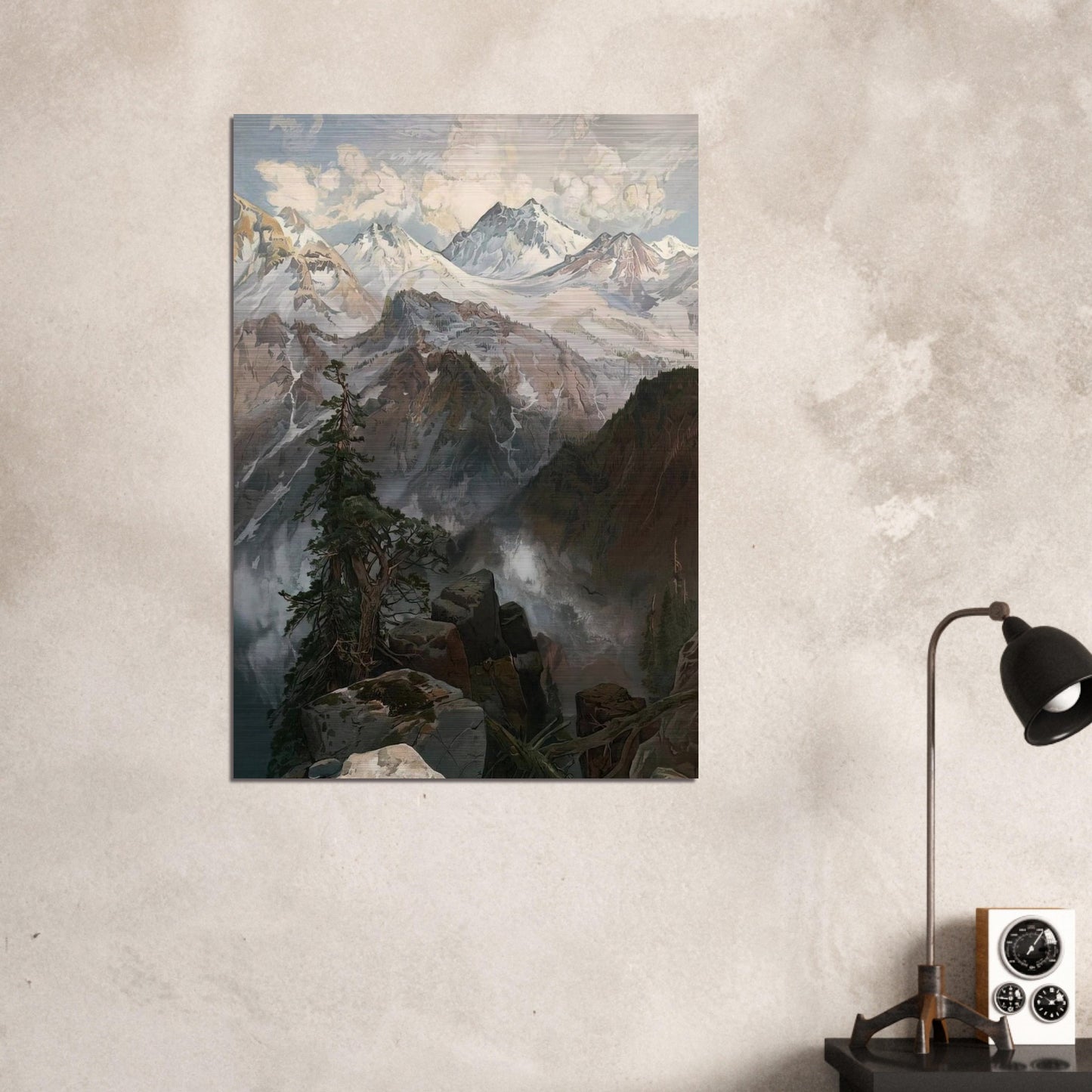 Summit of the Sierras Nevada - Thomas Moran Brushed Aluminum Print - 70x100 cm / 28x40 inches | Thomas Moran Aluminum Print | Thomas Moran Prints