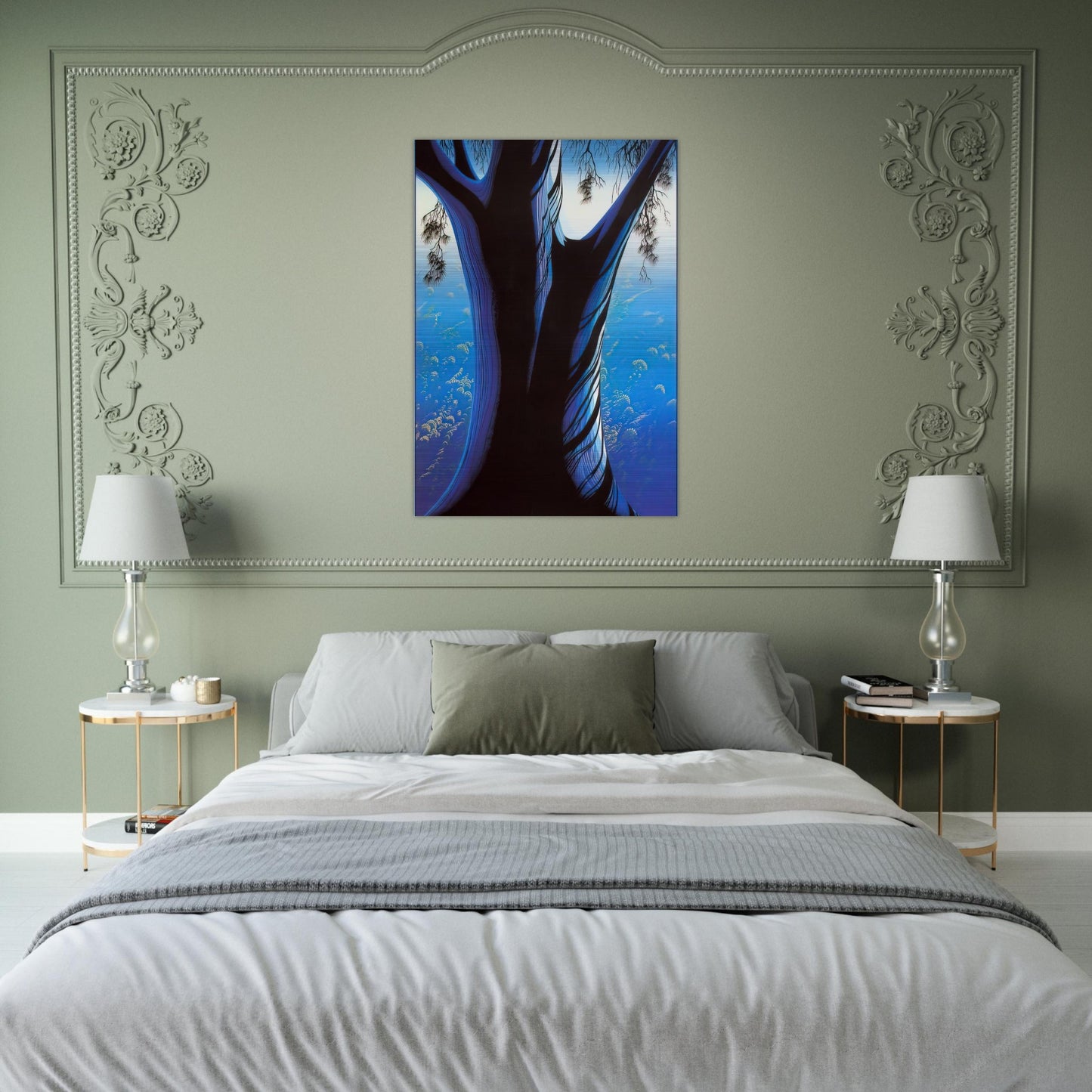 Blue Pine - Eyvind Earle Brushed Aluminum Print - 70x100 cm / 28x40 inches | Eyvind Earle Aluminum Print | Eyvind Earle Prints