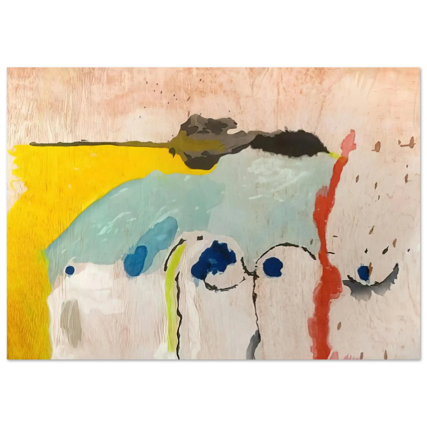 Helen Frankenthaler - Tales of Genji I - 1998 Wall art - 50x70 cm / 20x28 Inches - Premium Wooden Framed Poster With Fine Art Paper - White frame