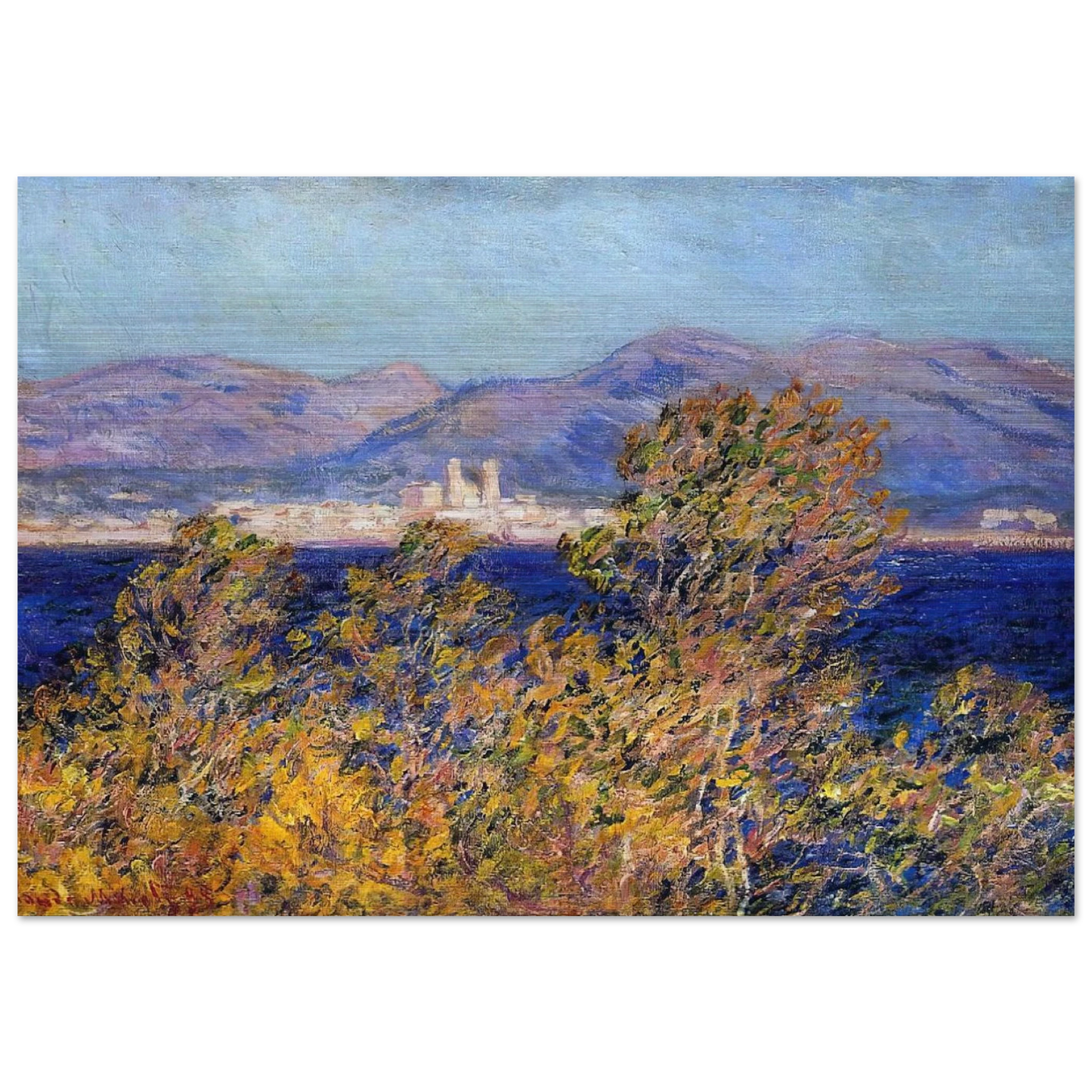 Antibes Seen from the Cape, Mistral Wind - claude monet Brushed Aluminum Print - 70x100 cm / 28x40 inches | claude monet Aluminum Print | claude monet Prints