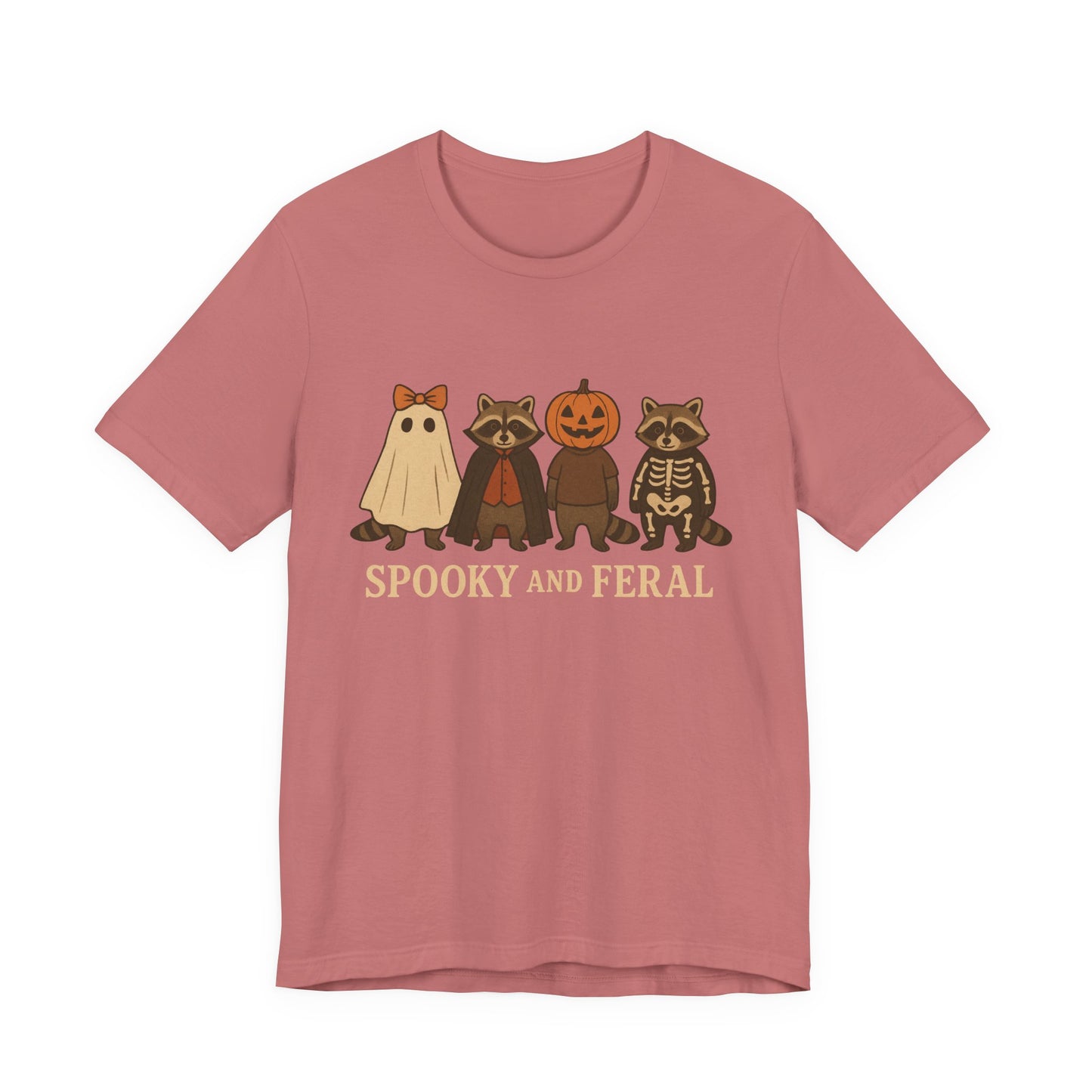 Spooky Raccoon Shirt, Grappige Halloween Grafisch T-shirt, Schattig Vintage Herfst T-shirt, Trendy Vrouwen Halloween Shirt, Feral Raccoon T-shirt