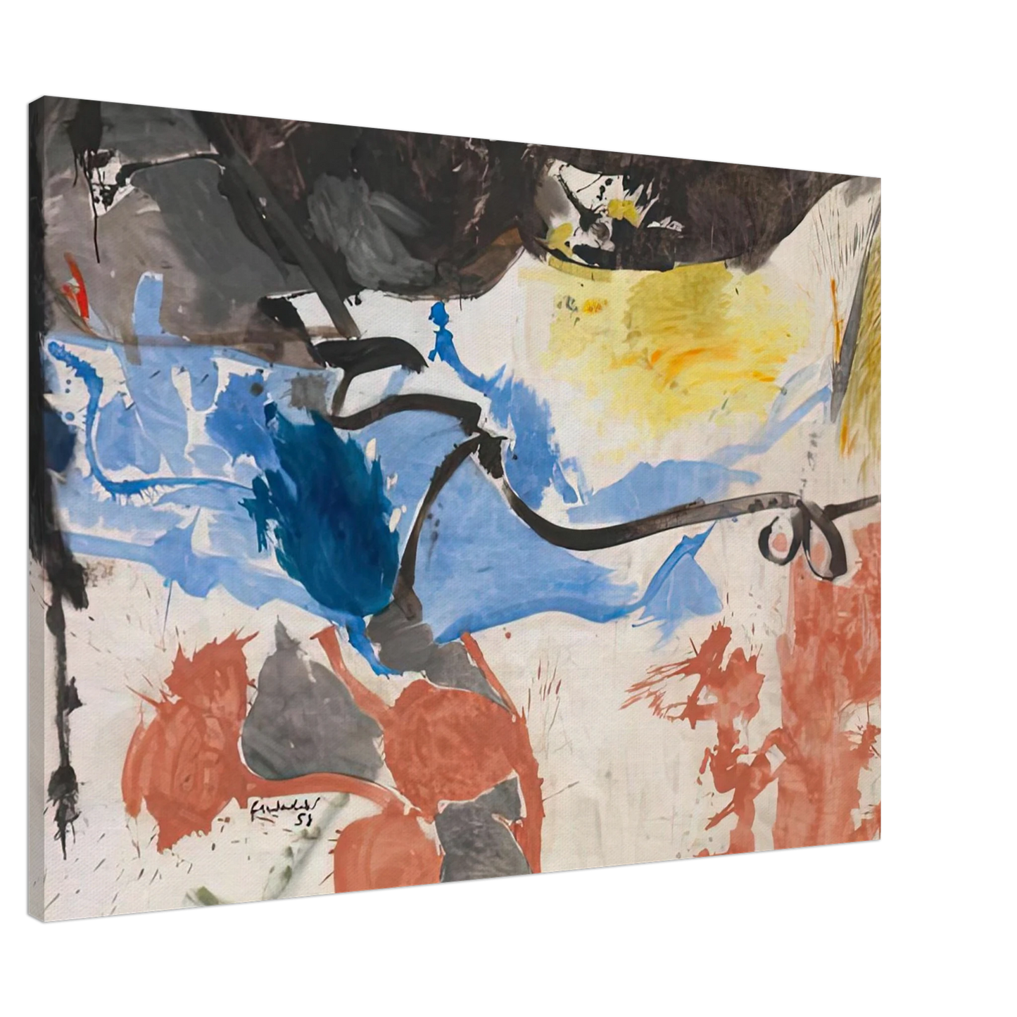 Helen Frankenthaler - Hotel Cro-Magnon, 1958- Wall Art - 21x29.7 cm / 8x12" - Premium Wooden Framed Poster With Fine Art Paper-canvas - White frame