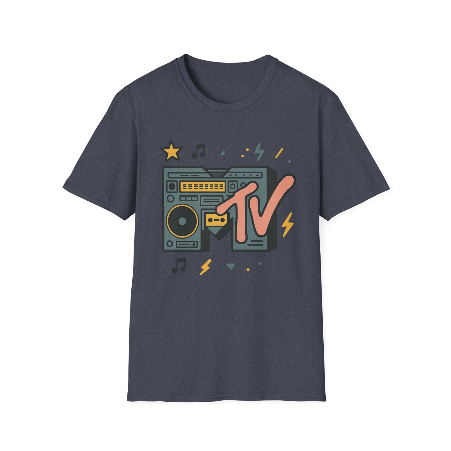 Retro MTV Vintage Leopardenmuster Musikfernsehen Grafik T-Shirt 80er 90er Throwback Unisex Band Shirt Animal Print Rock Style T-Shirt